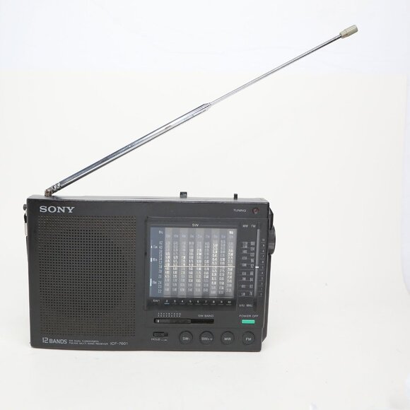 Sony ICF-7601 12-band Shortwave AM/FM Portable Radio Black 1980s - Picture 2 of 13